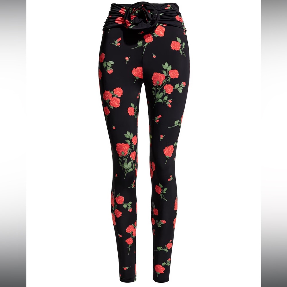 NWT MAGDA BUTRYM H&M LEGGINGS WITH ROSE APPLIQUÉ